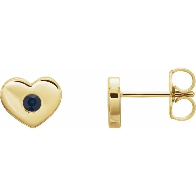 14K Yellow Blue Sapphire Heart Earrings TreasureFineJewelers Earrings