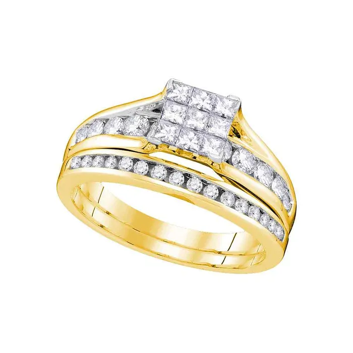 14kt yellow gold womens princess diamond bridal wedding engagement ring band set 100 cttw107363 North Arrow Shop Rings