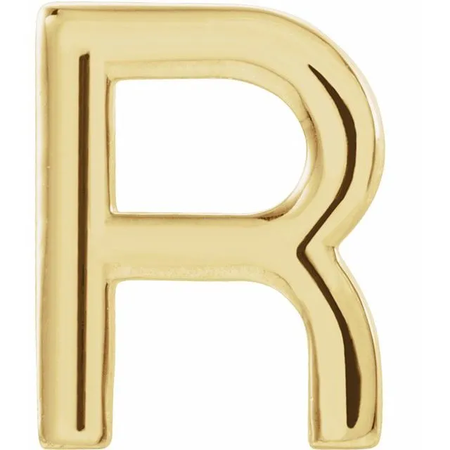 Earrings 14K Yellow Gold Single Initial R Earring TreasureFineJewelers