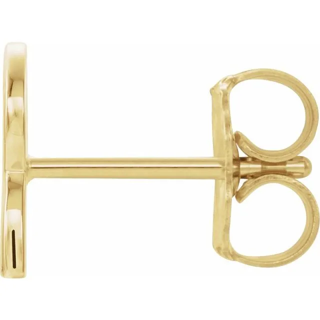 Earrings 14K Yellow Gold Single Initial R Earring TreasureFineJewelers