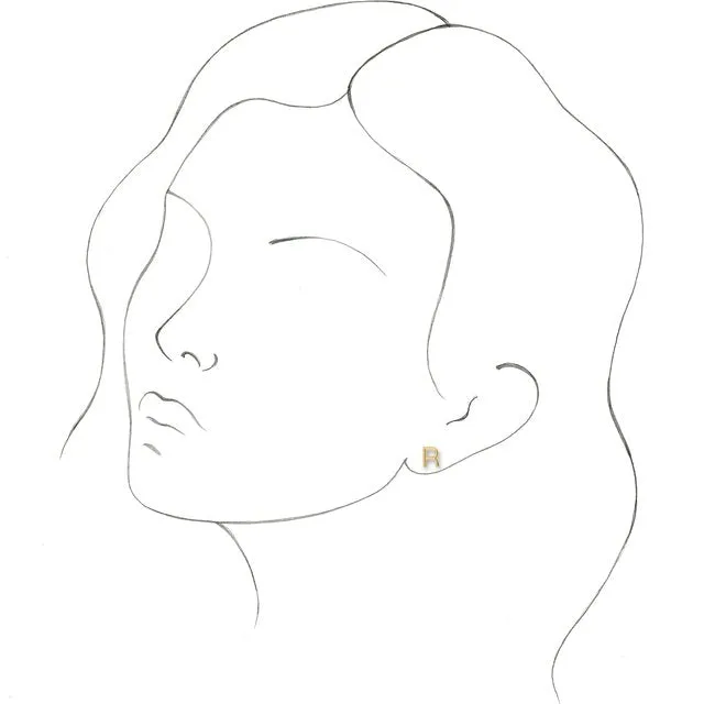 Earrings 14K Yellow Gold Single Initial R Earring TreasureFineJewelers
