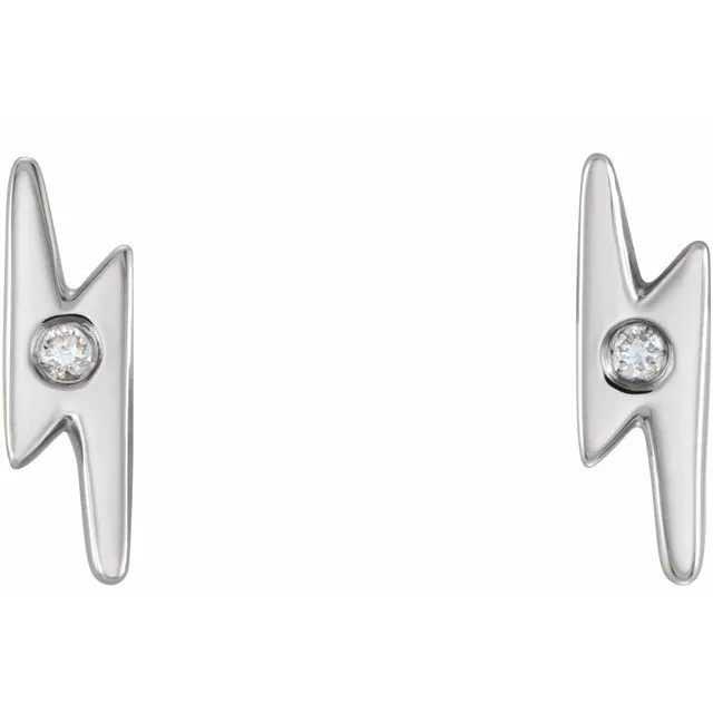 Earrings TreasureFineJewelers 14K White 03 CTW Diamond Lighting Bolt Earrings