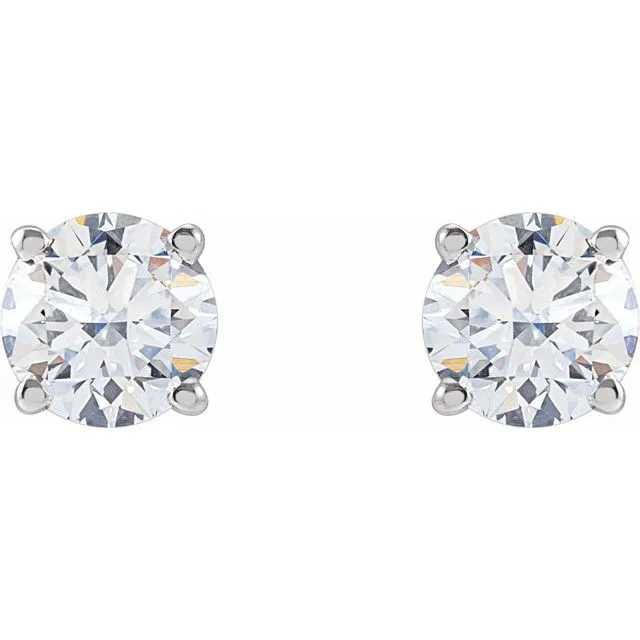 Earrings TreasureFineJewelers 14K White Gold 1 CTW LabGrown Diamond Stud Earrings