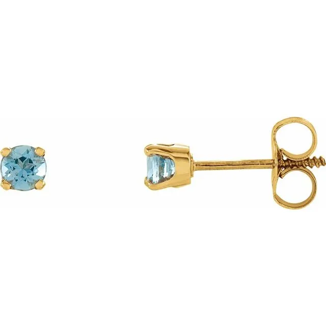Earrings TreasureFineJewelers 14K Yellow Gold Natural Blue Zircon Youth Earrings Earrings TreasureFineJewelers 14K Yellow Gold Natural Blue Zircon Youth Earrings