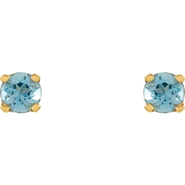 Earrings TreasureFineJewelers 14K Yellow Gold Natural Blue Zircon Youth Earrings