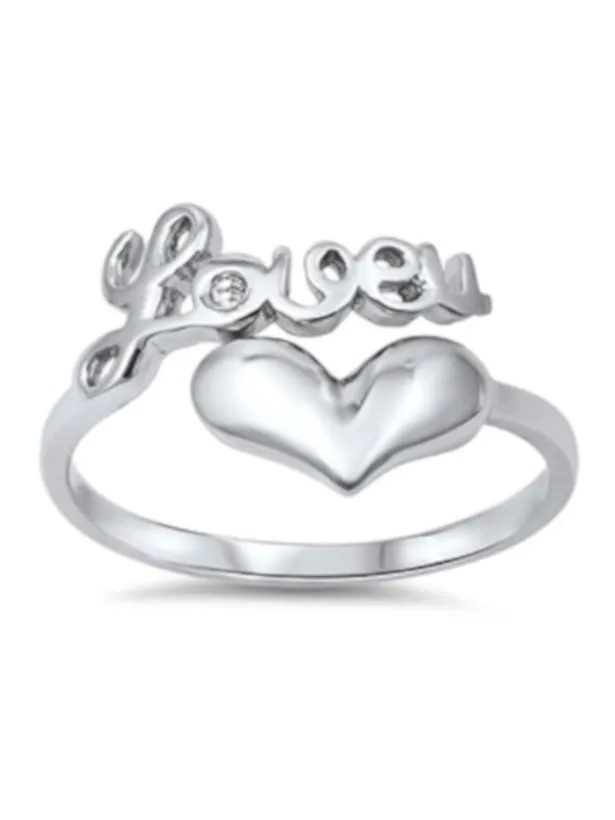 Love U Heart Sterling Silver Ring Girlfriend Gift with Box North Arrow Shop Rings