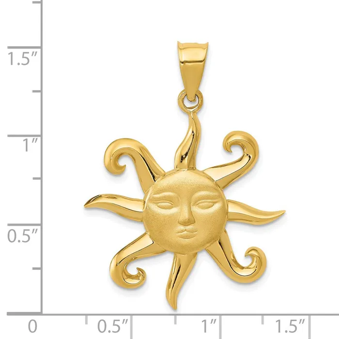 Necklaces TreasureFineJewelers 14k Satin and Polished Sun Pendant
