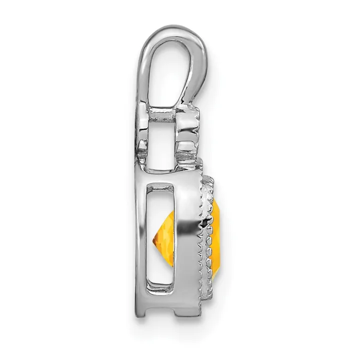 Necklaces TreasureFineJewelers 14k White Gold Cushion Citrine and Diamond Pendant