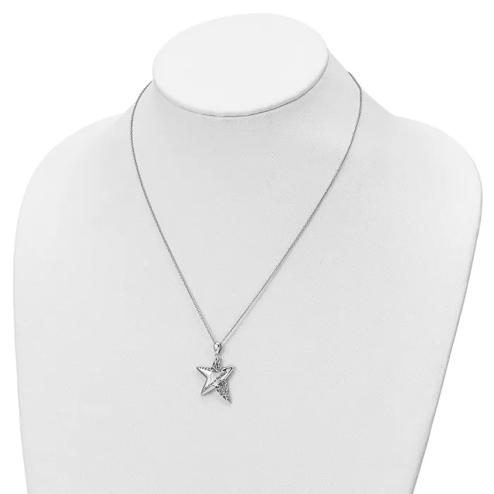 Necklaces TreasureFineJewelers Sentimental Expressions Sterling Silver Rhodiumplated Antiqued Meet Me in the Stars 18in Necklace