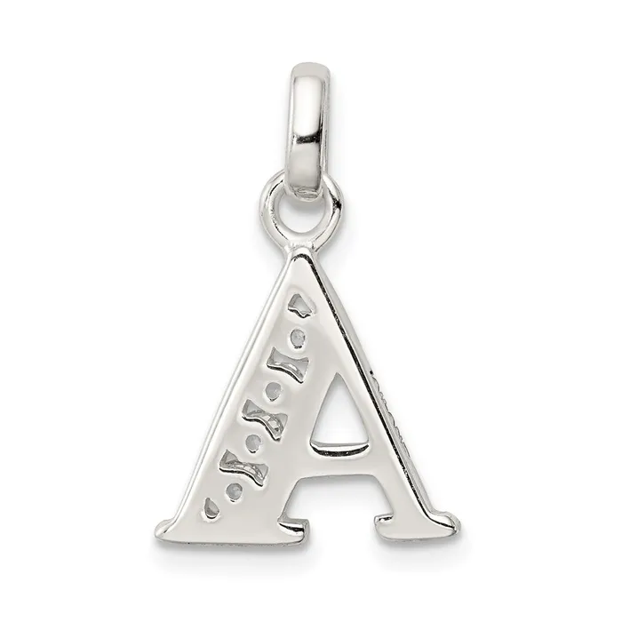 Necklaces TreasureFineJewelers Sterling Silver White CZ Letter A Initial Pendant