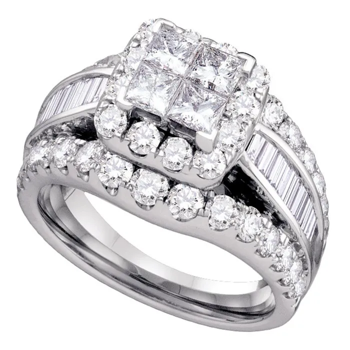 North Arrow Shop Rings 14kt white gold womens princess diamond cluster bridal wedding engagement ring 200 cttw67241