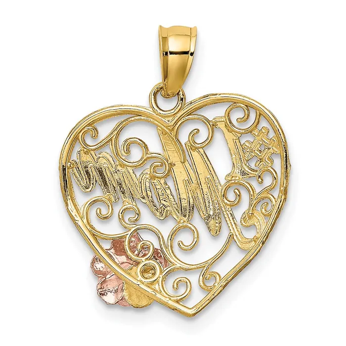 Rings TreasureFineJewelers 14k Twotone wWhite Rhodium 1 MOM Heart Charm