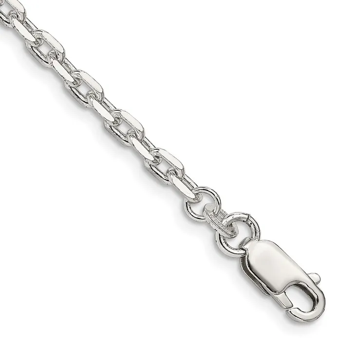 Rings TreasureFineJewelers Sterling Silver 325mm Beveled Oval Cable Chain