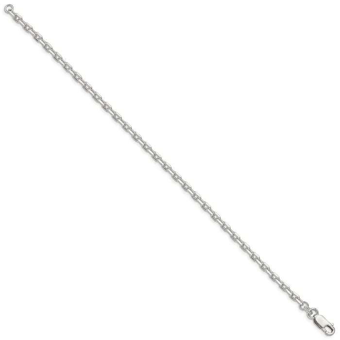 Rings TreasureFineJewelers Sterling Silver 325mm Beveled Oval Cable Chain