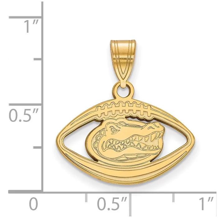 Sterling Silver Goldplated University of Florida Gator Football Pendant TreasureFineJewelers Necklaces