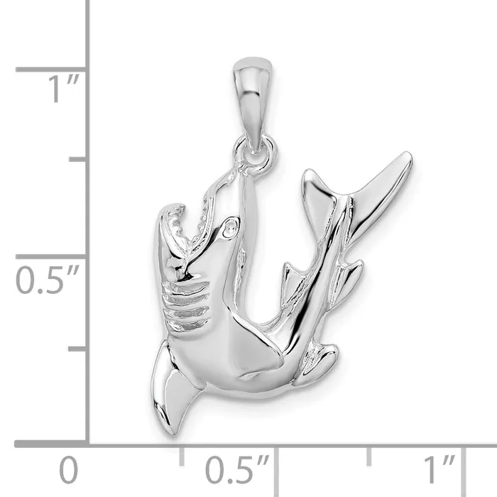 Sterling Silver Polished Jumping Shark Pendant TreasureFineJewelers Necklaces