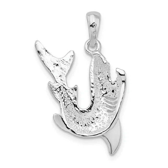 Sterling Silver Polished Jumping Shark Pendant TreasureFineJewelers Necklaces
