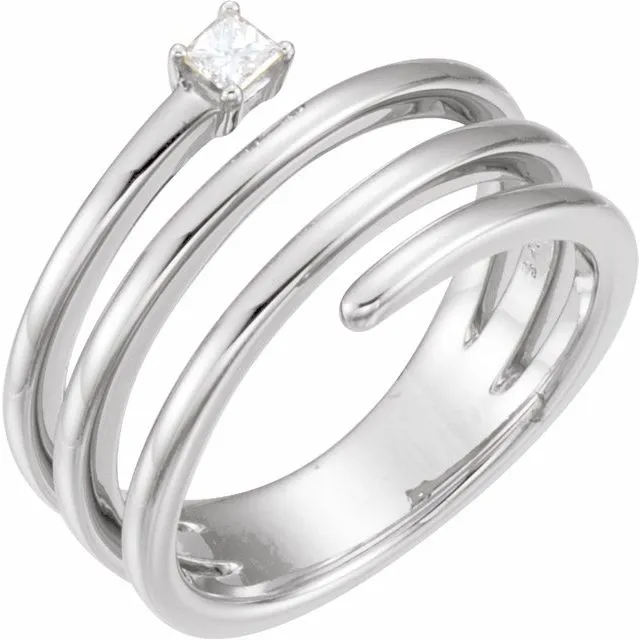 TreasureFineJeweler Rings 14K White 110 CTW Natural Diamond Freeform Ring