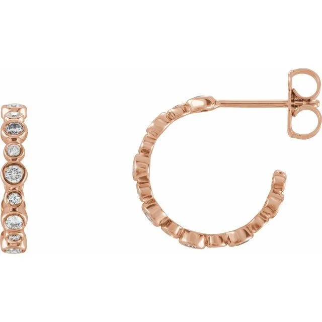 TreasureFineJewelers 14K Rose 38 CTW Diamond Hoop Earrings Earrings
