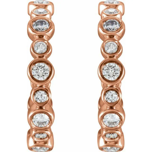 TreasureFineJewelers 14K Rose 38 CTW Diamond Hoop Earrings Earrings