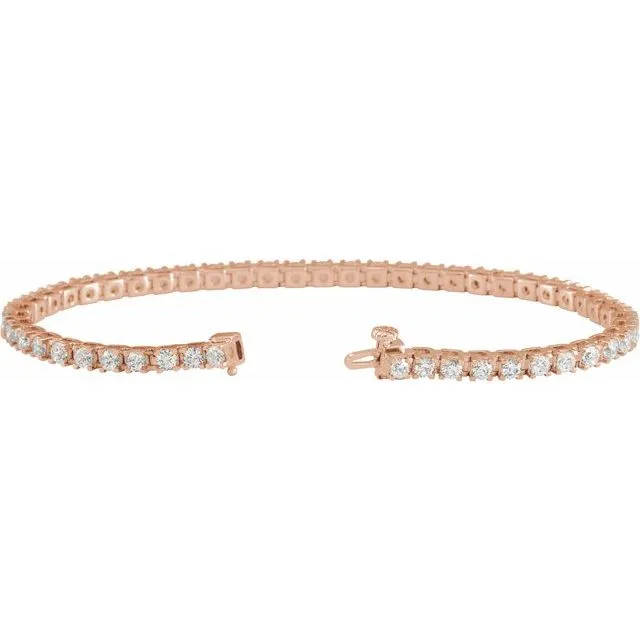 TreasureFineJewelers 14K Rose Gold 4 CTW Natural Diamond Line 7 14 Bracelet Bracelets