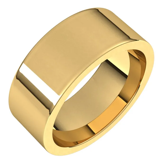 TreasureFineJewelers 14K Yellow Gold 8 mm flat comfort fit Wedding Band Rings