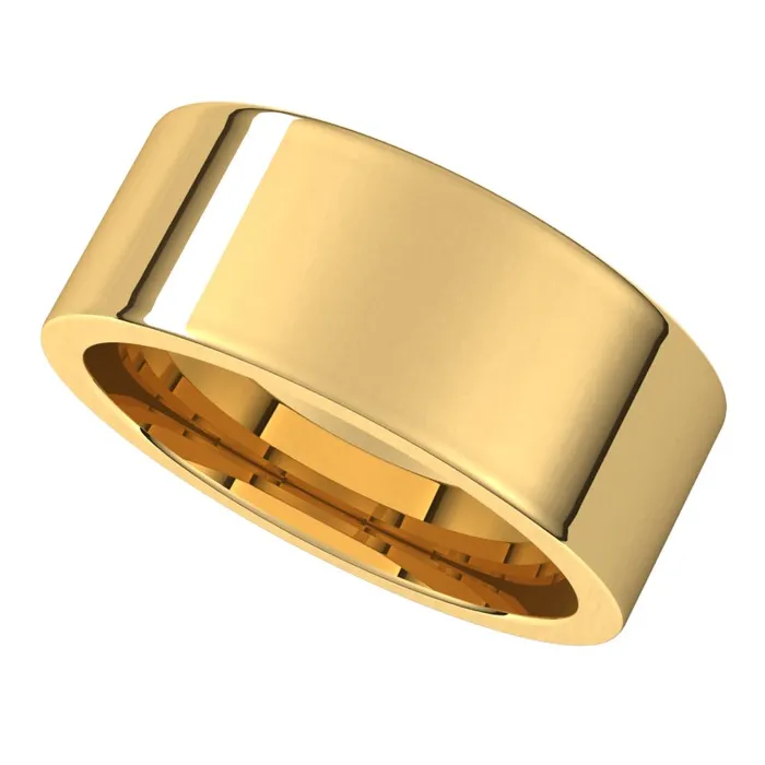TreasureFineJewelers 14K Yellow Gold 8 mm flat comfort fit Wedding Band Rings