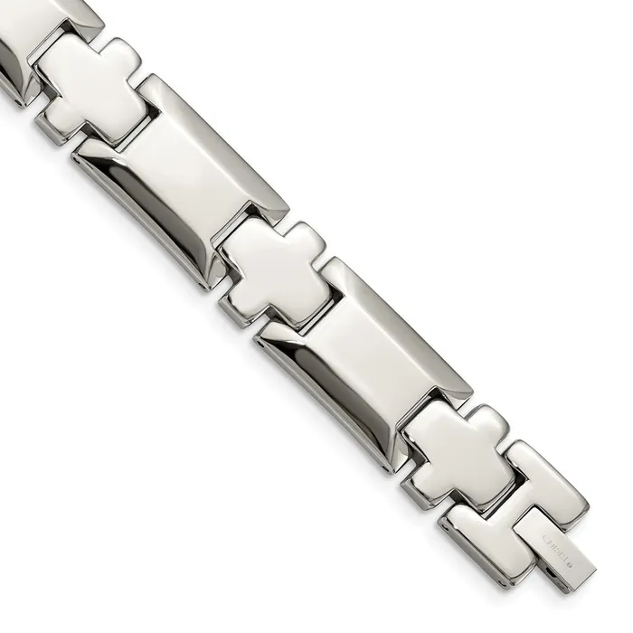 TreasureFineJewelers Bracelets Chisel Stainless Steel Polished 85 inch Cross Link Bracelet TreasureFineJewelers Bracelets Chisel Stainless Steel Polished 85 inch Cross Link Bracelet