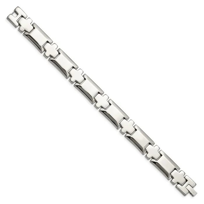 TreasureFineJewelers Bracelets Chisel Stainless Steel Polished 85 inch Cross Link Bracelet