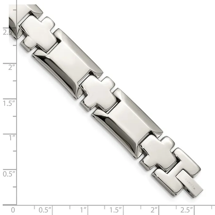 TreasureFineJewelers Bracelets Chisel Stainless Steel Polished 85 inch Cross Link Bracelet