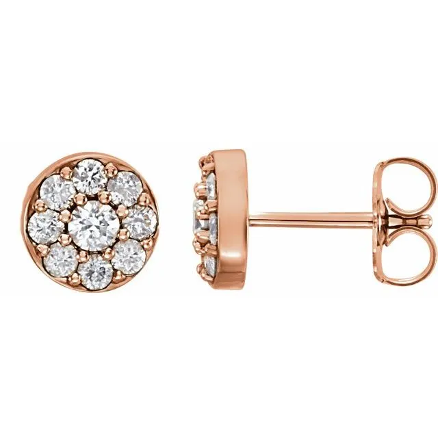 TreasureFineJewelers Earrings 14K Rose 12 CTW Diamond Earrings