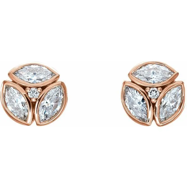 TreasureFineJewelers Earrings 14K Rose 12 CTW Diamond Earrings