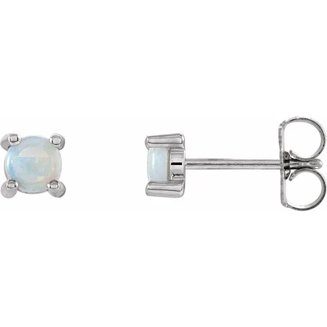 TreasureFineJewelers Earrings 14K White Gold 4 mm Natural White Gold Opal Earrings TreasureFineJewelers Earrings 14K White Gold 4 mm Natural White Gold Opal Earrings