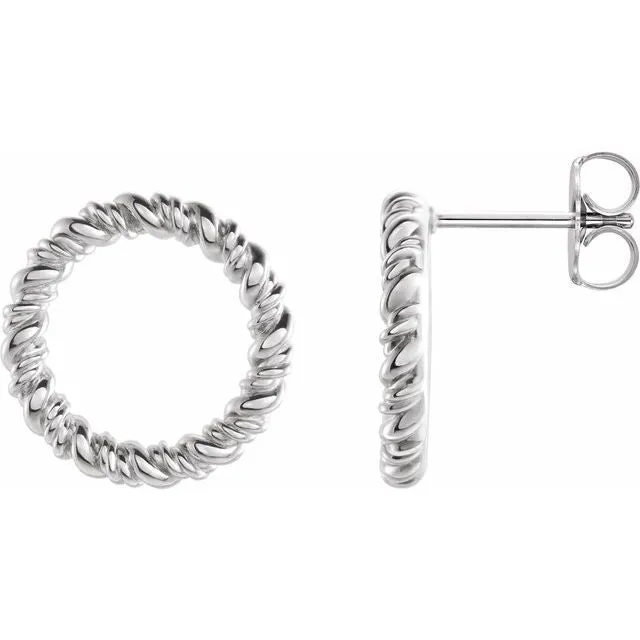 TreasureFineJewelers Earrings Sterling Silver 142 mm Circle Rope Earrings TreasureFineJewelers Earrings Sterling Silver 142 mm Circle Rope Earrings
