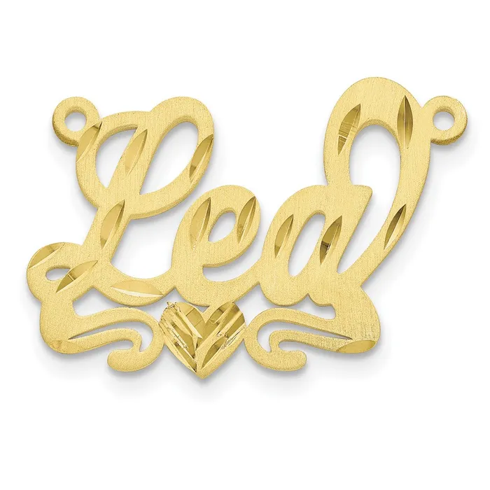 TreasureFineJewelers Necklaces 10K Satin Diamondcut Heart Name Plate