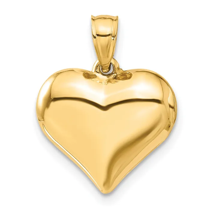 TreasureFineJewelers Necklaces 14K Polished 3D Puffed Heart Pendant