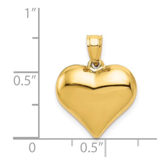 TreasureFineJewelers Necklaces 14K Polished 3D Puffed Heart Pendant