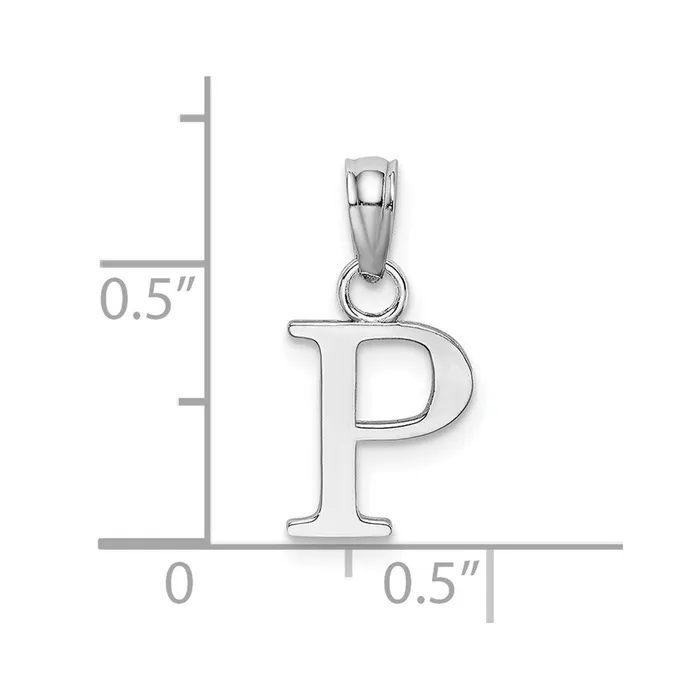 TreasureFineJewelers Necklaces 14K White Gold Polished Block Letter P Initial Pendant