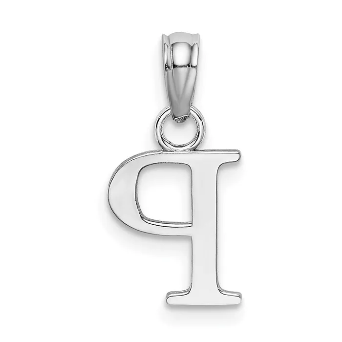 TreasureFineJewelers Necklaces 14K White Gold Polished Block Letter P Initial Pendant