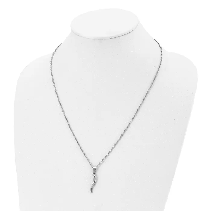 TreasureFineJewelers Necklaces Chisel Stainless Steel Polished Italian Horn Pendant on a 22 inch Cable Chain Necklace