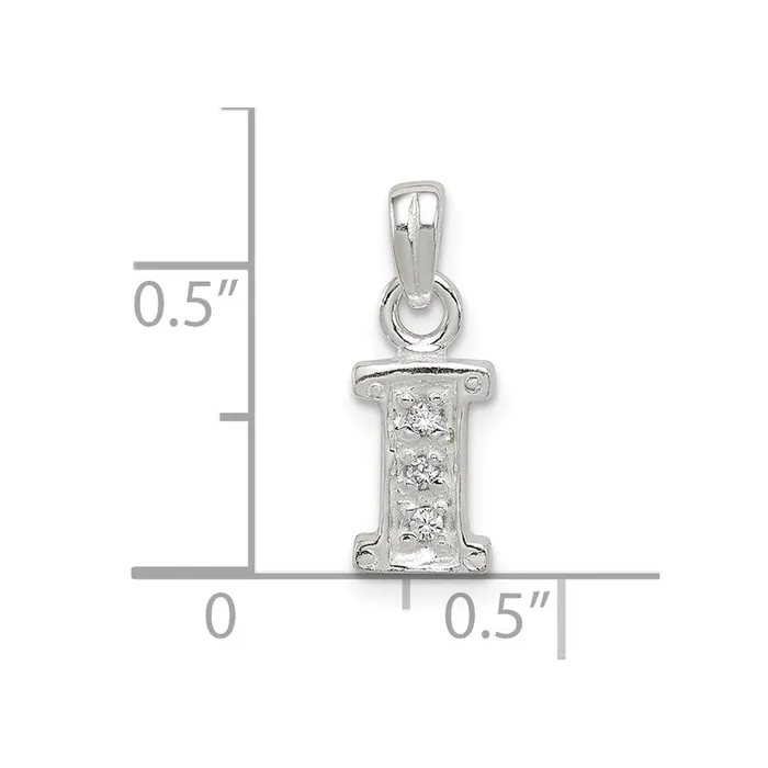 TreasureFineJewelers Necklaces Sterling Silver CZ Letter I Initial Pendant