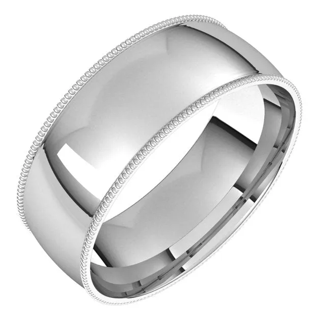 TreasureFineJewelers Rings 10K White Gold 7 mm Milgrain Half Round Comfort Fit Light Wedding Band