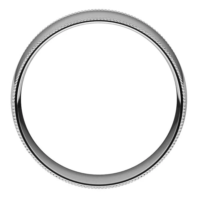 TreasureFineJewelers Rings 10K White Gold 7 mm Milgrain Half Round Comfort Fit Light Wedding Band