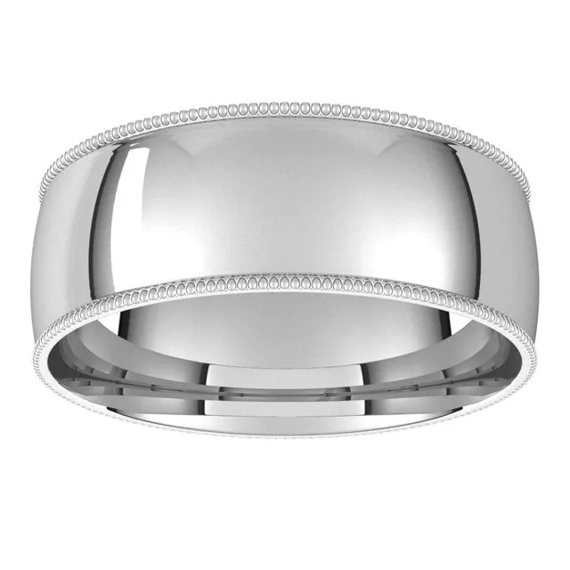 TreasureFineJewelers Rings 10K White Gold 7 mm Milgrain Half Round Comfort Fit Light Wedding Band