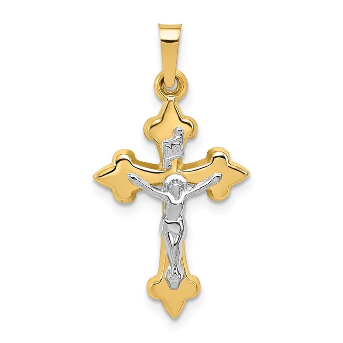 TreasureFineJewelers Rings 14k Twotone Polished Fleur de Lis INRI Crucifix Pendant TreasureFineJewelers Rings 14k Twotone Polished Fleur de Lis INRI Crucifix Pendant