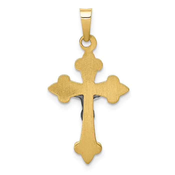 TreasureFineJewelers Rings 14k Twotone Polished Fleur de Lis INRI Crucifix Pendant