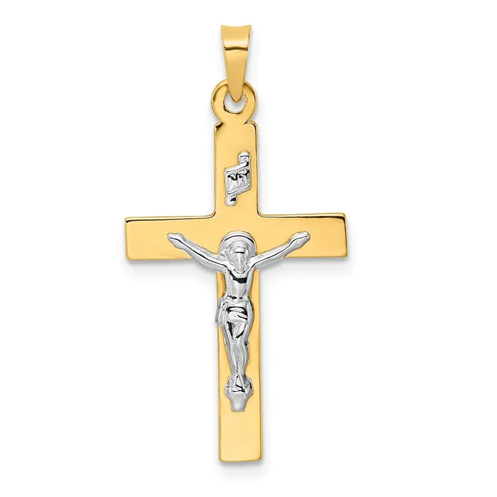 TreasureFineJewelers Rings 14k Twotone Polished Solid INRI Crucifix Pendant TreasureFineJewelers Rings 14k Twotone Polished Solid INRI Crucifix Pendant