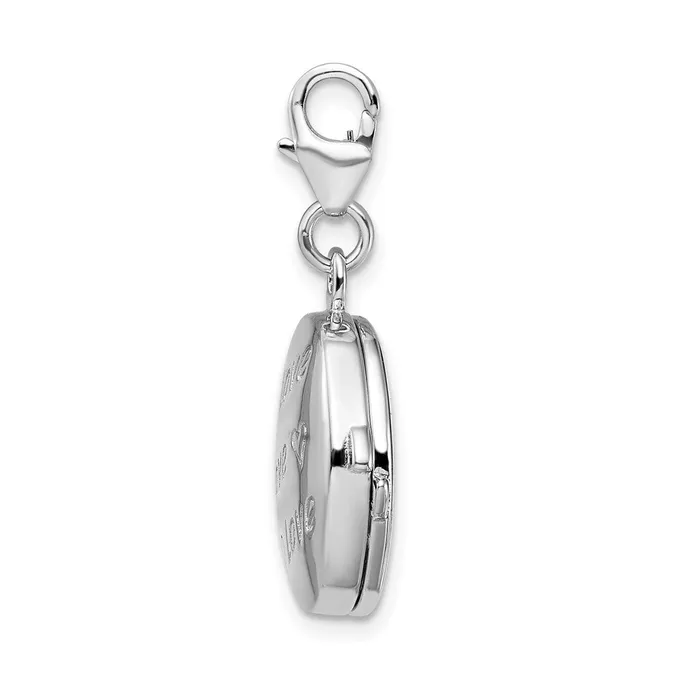 TreasureFineJewelers Rings Sterling Silver Amore La Vita Rhodplated Enameled Love Compact Charm