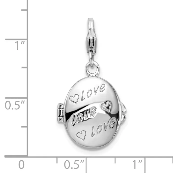 TreasureFineJewelers Rings Sterling Silver Amore La Vita Rhodplated Enameled Love Compact Charm