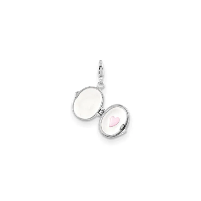 TreasureFineJewelers Rings Sterling Silver Amore La Vita Rhodplated Enameled Love Compact Charm